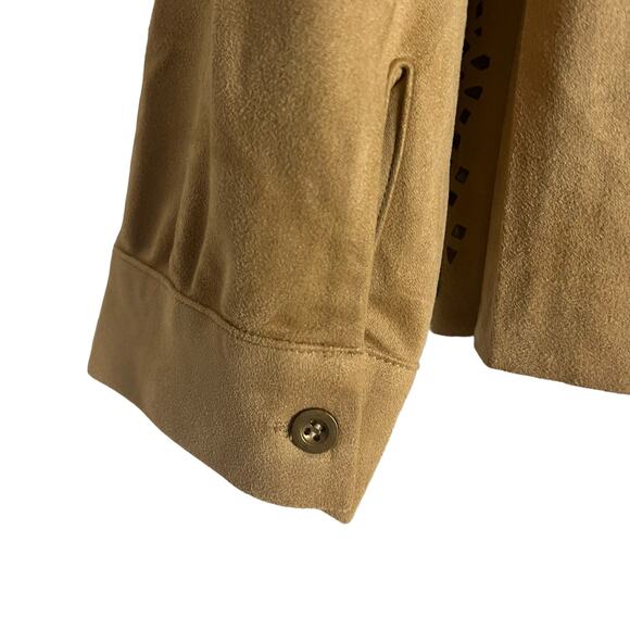 Chico’s Easy Faux Suede Perforated Jacket in Arabian Camel Size 12 - Picture 9 of 13